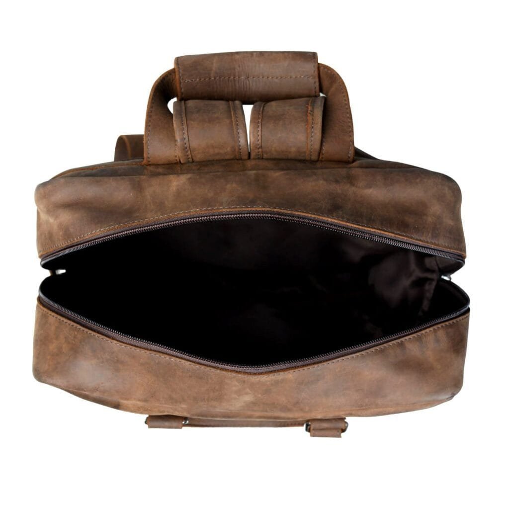Large Vintage Cowhide Full Grain Leather Backpack - Image 8