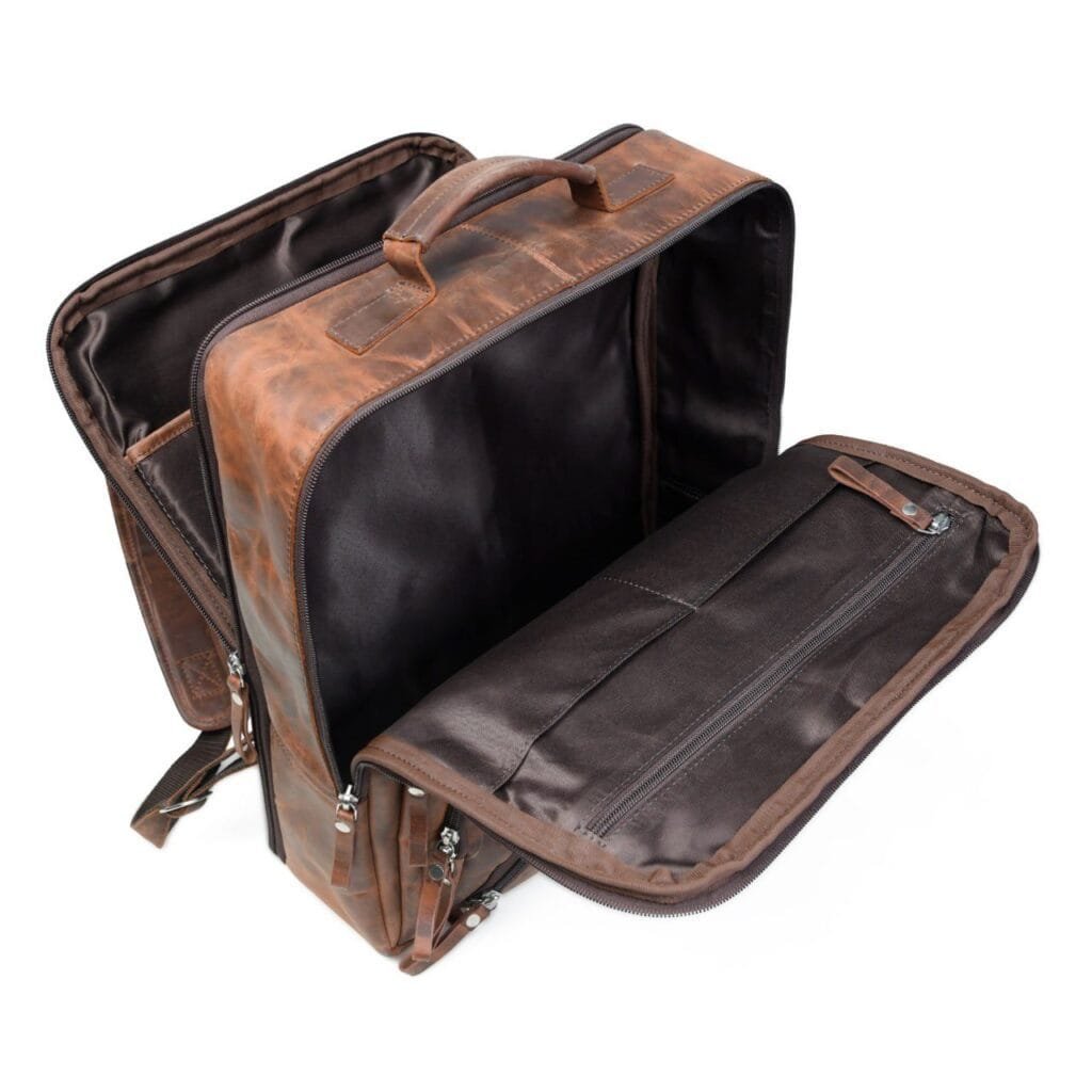 Full Grain Cowhide Men Vintage Leather Business Backpack - Image 5