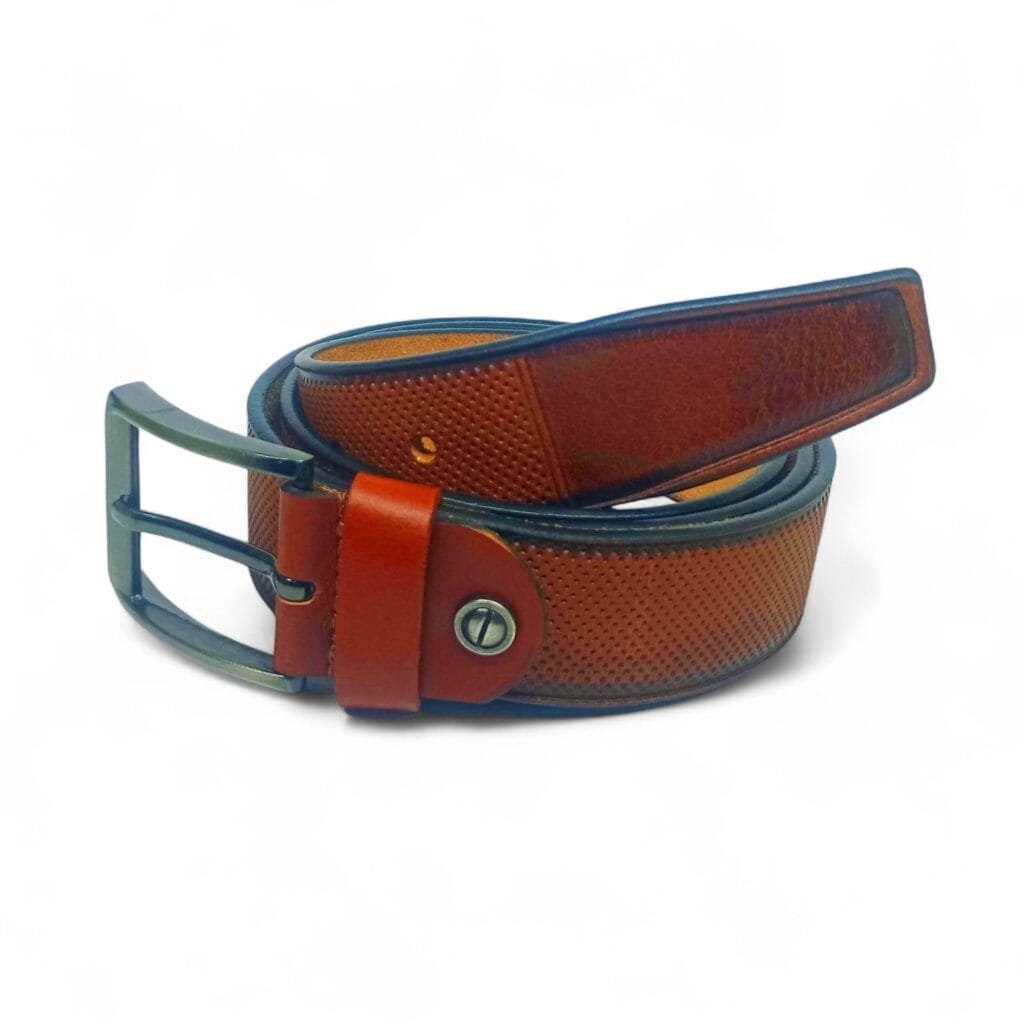 Premium Textured Tan Leather Belt for Men – Elegant Look with Antique Buckle | LB-203