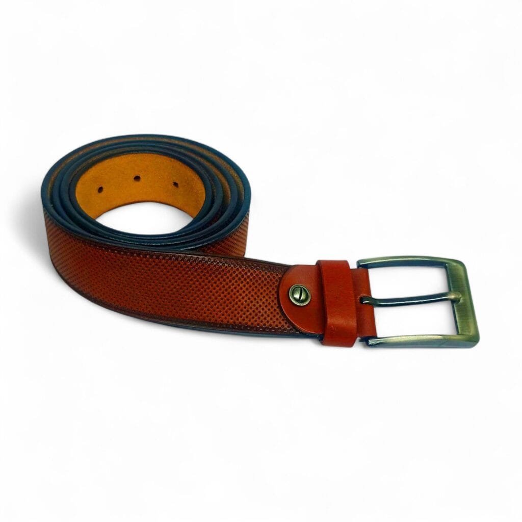 Premium Textured Tan Leather Belt for Men – Elegant Look with Antique Buckle | LB-203 - Image 4