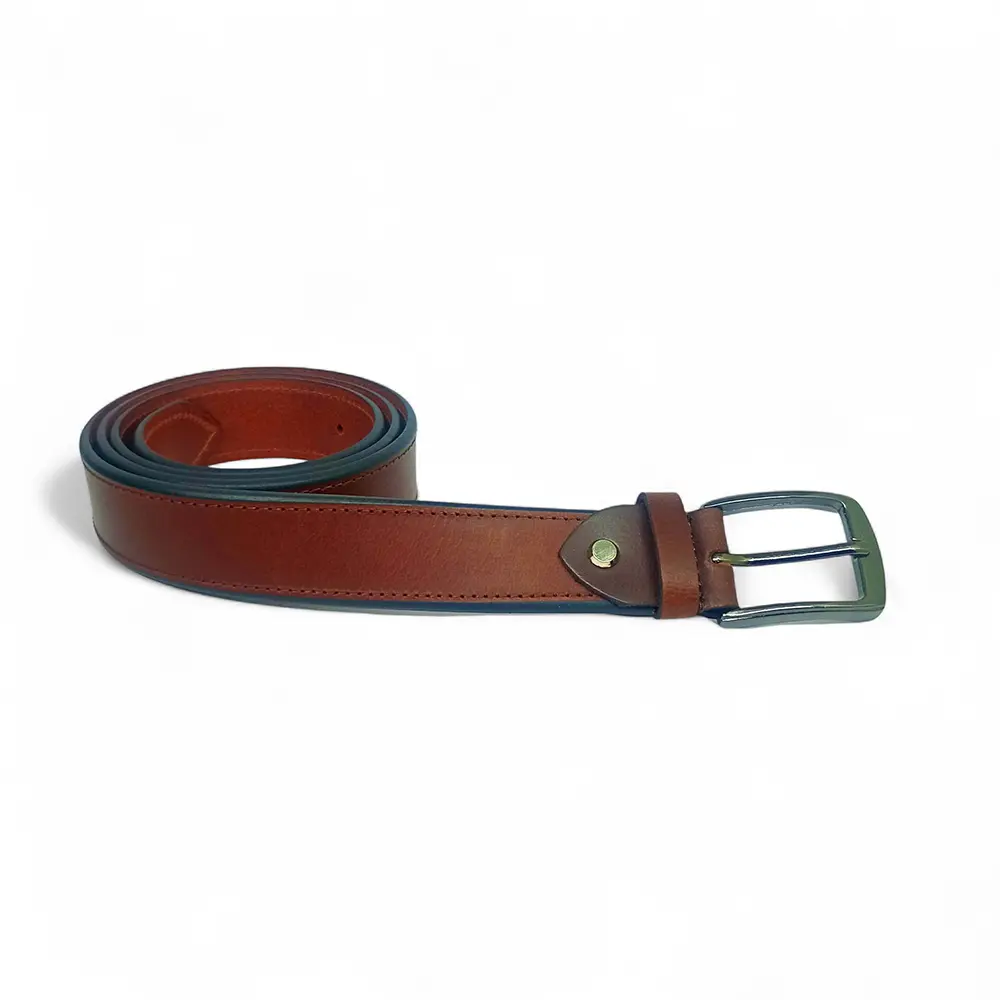 Premium Full Grain Leather Belt for Men – Brown Casual Belt with Metal Buckle LB-324 - Image 4
